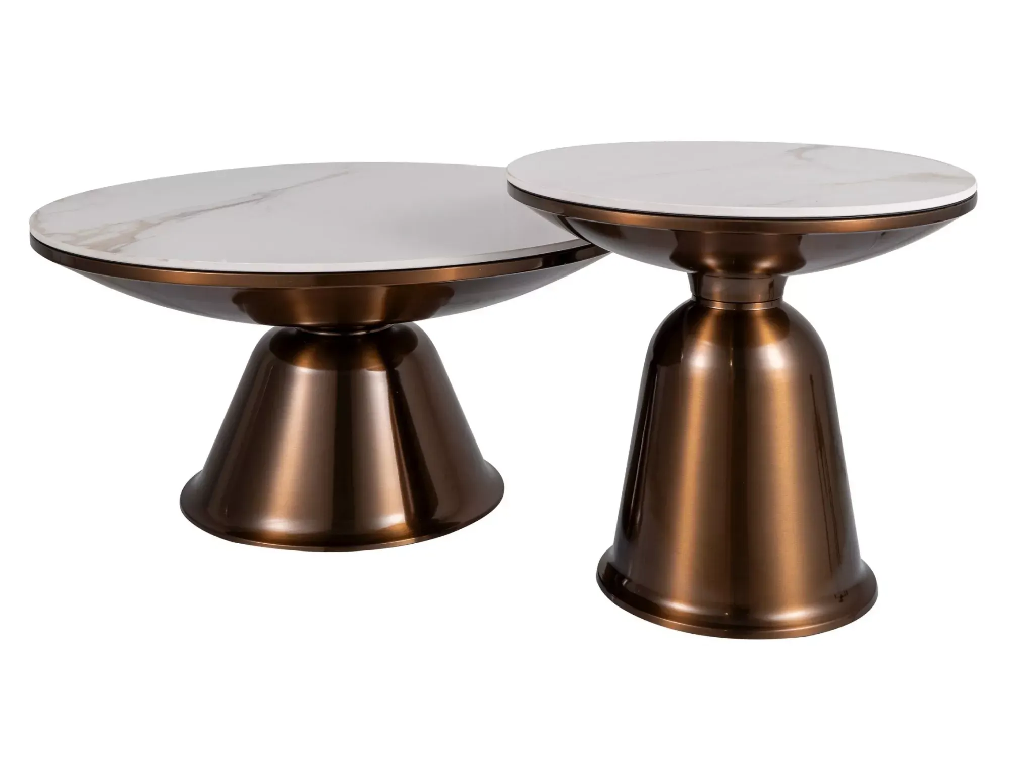 Stoliki kawowe okrągłe VERA miedziane/efekt marmuru