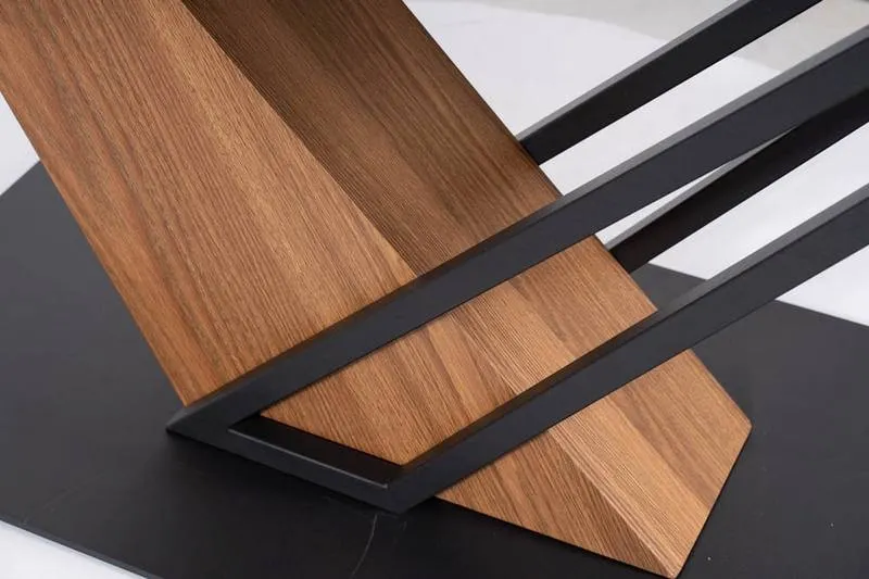 Stół rozkładany ceramiczny blat GENESIS 90x180-240 czarny efekt marmuru stelaż jesion czarny mat - GENESISCCJ180