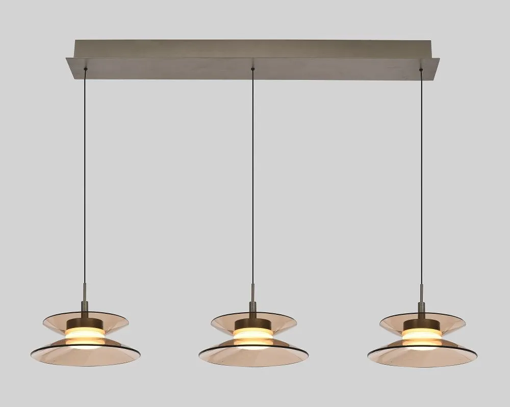 image lampa wisząca, trzy lampy, industrialny design, metalowy uchwyt, szklane klosze