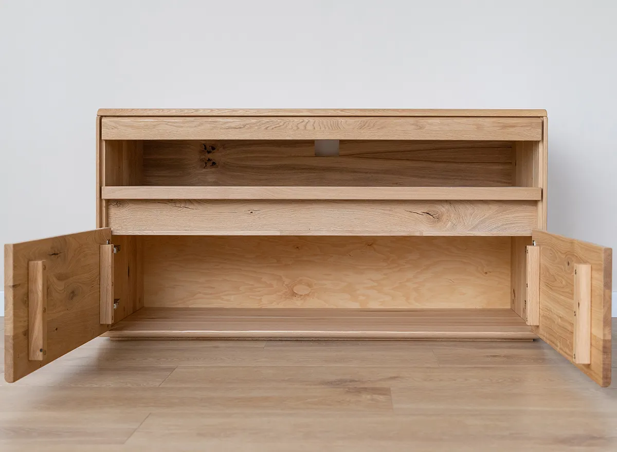 Szafka RTV drewniana DIVISIONE oświetlenie led 123 cm dąb olejowany - ZIDIV08