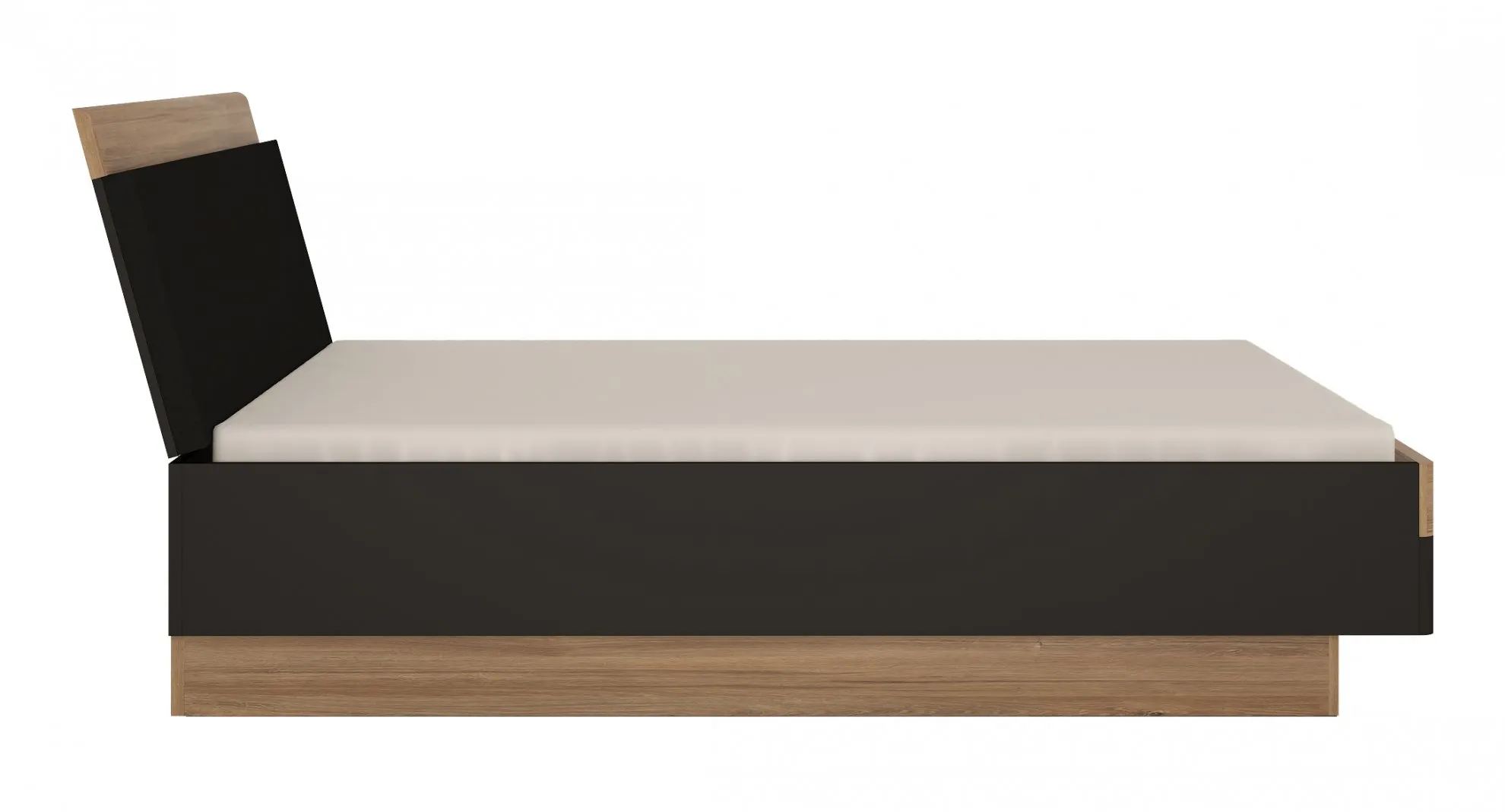Łóżko z pojemnikiem 160x200 MONACO MOAL02 Stirling Oak, Czarny Mat