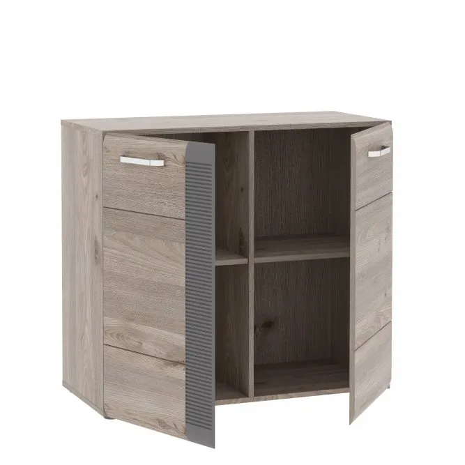 Komoda 2-drzwiowa LOCARNO 90 cm dąb nelson szara - LCRK221-N92