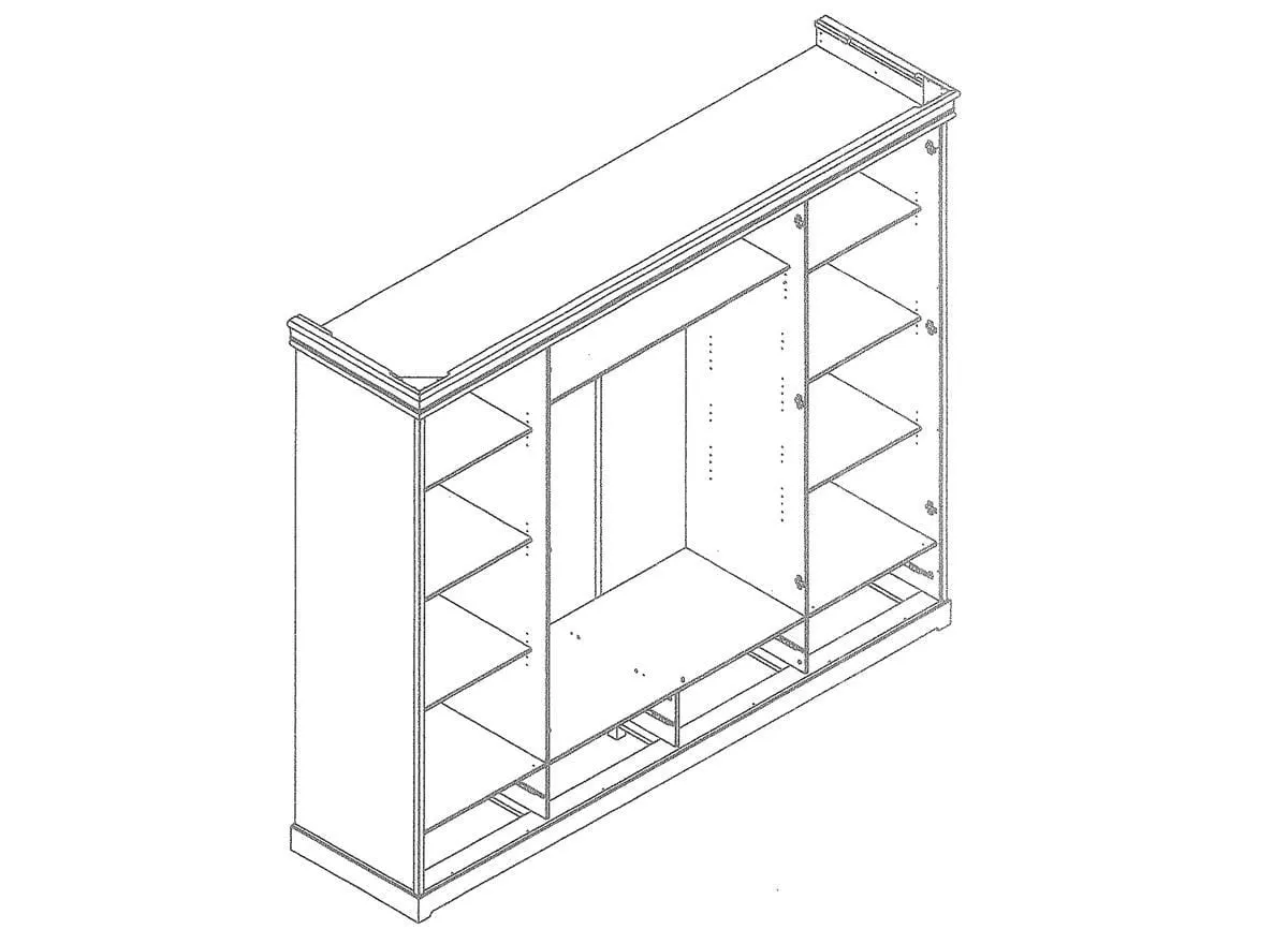 Szafa 4-drzwiowa z szufladami i lustrem Toskania sosnowa Biała - PL2018B