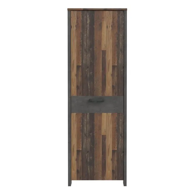 Szafa CLIF L 1-drzwiowa z panelem 67 cm,old wood vintage, beton - CLFS712-C748
