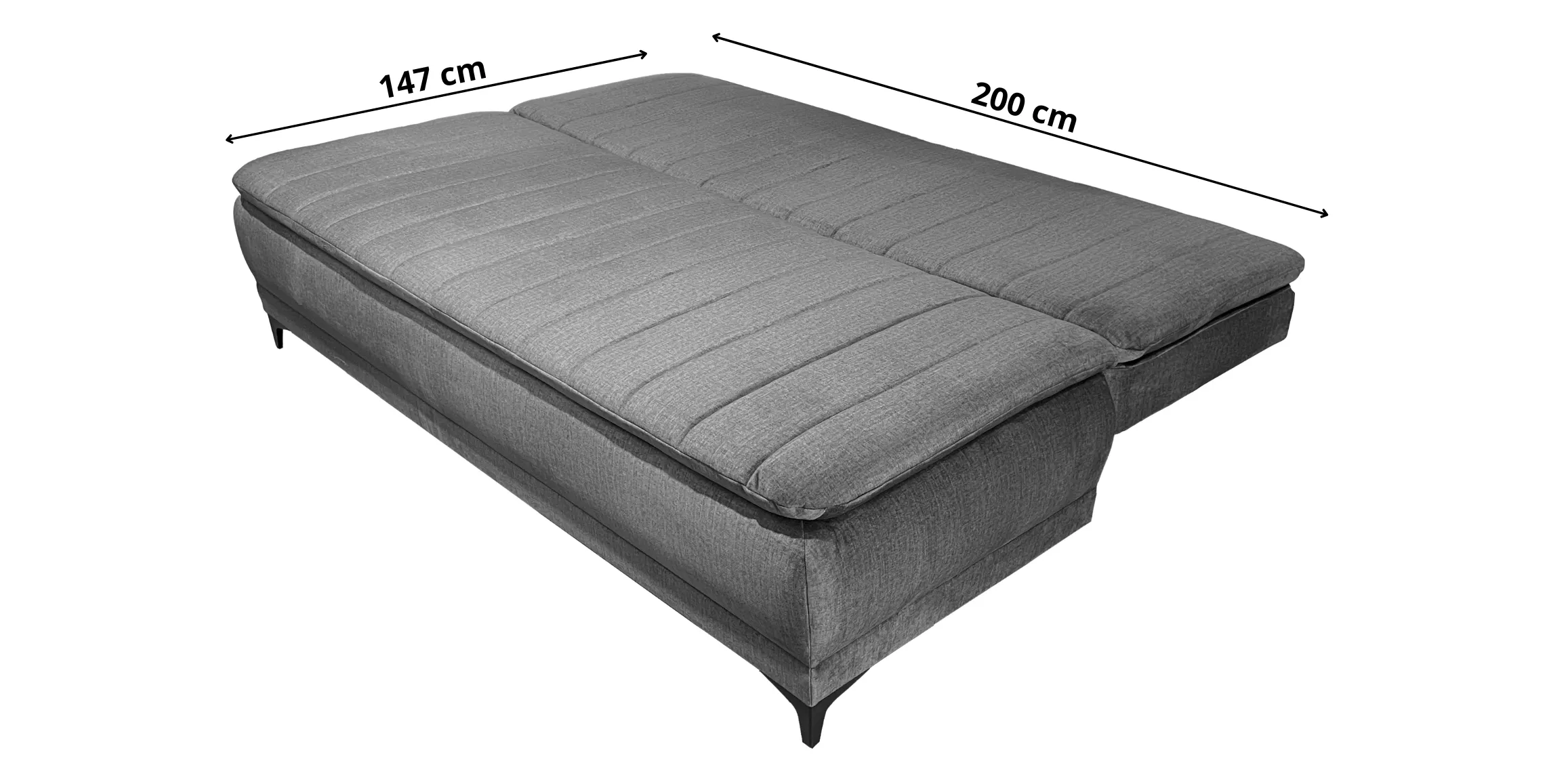 Sofa rozkładana z pojemnikiem LUCA 202 cm pikowana grafitowa
