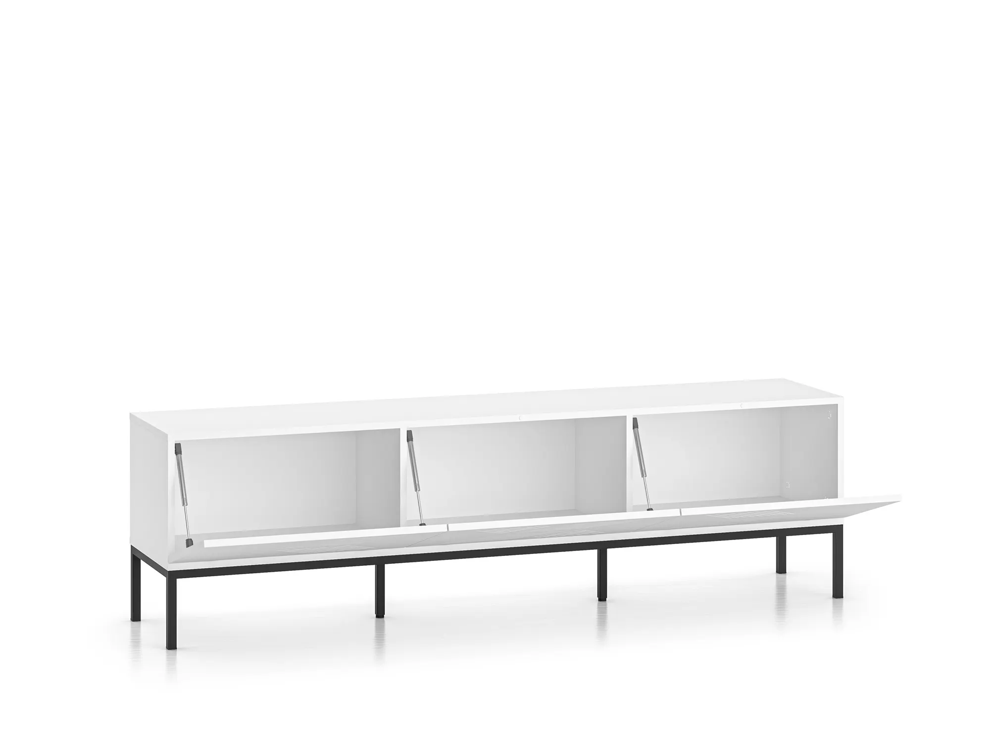 Szafka RTV z 3 klapami CLEARING 04 biały alpejski, podstawa-czarny - 1CLEA04-001-01