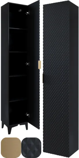 Słupek wysoki 1-drzwiowy LAURA wiszący 186 cm - czarny - 30W3NM17