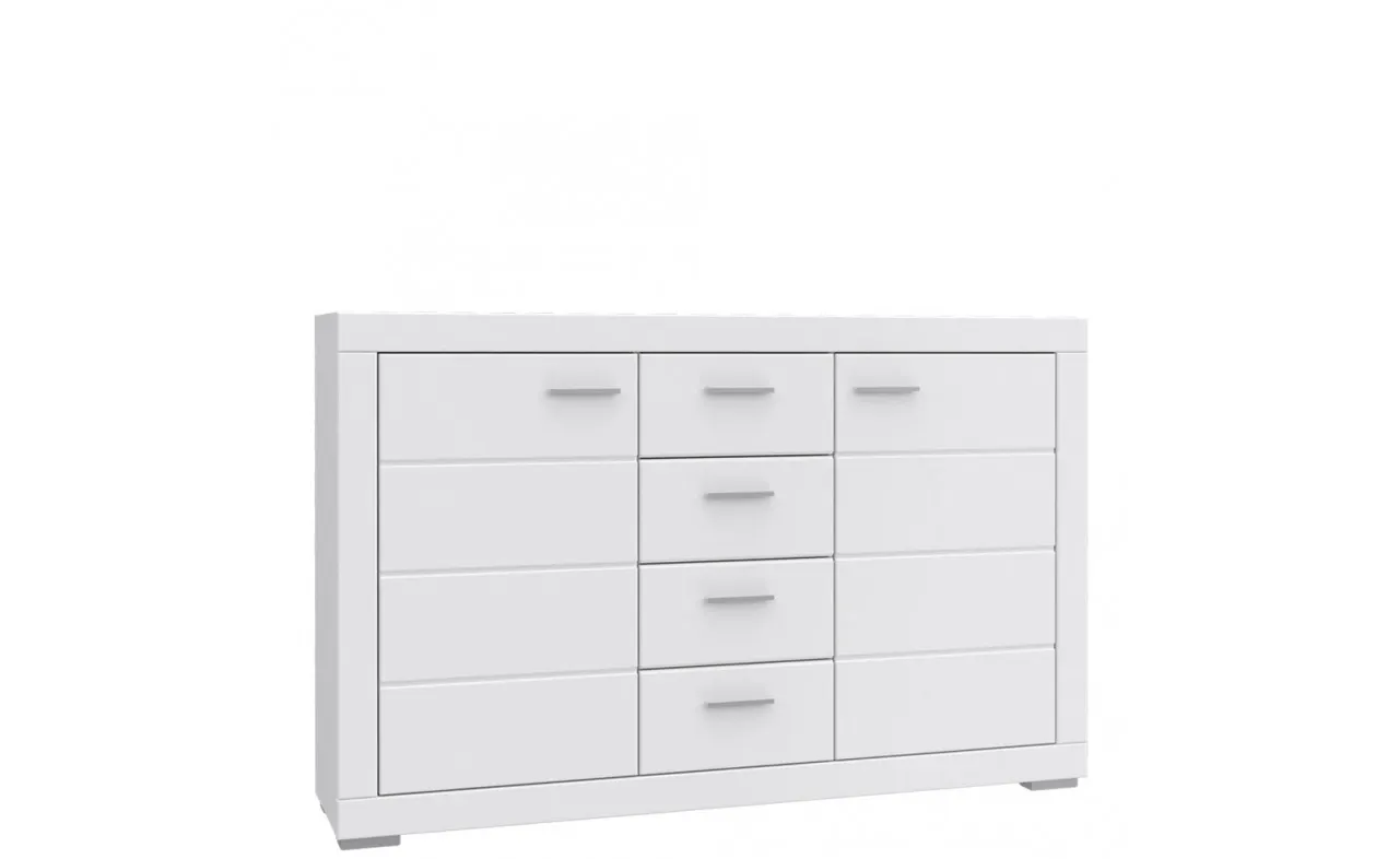 Komoda 2-drzwiowa z 4 szufladami SNOW - biały, chrom