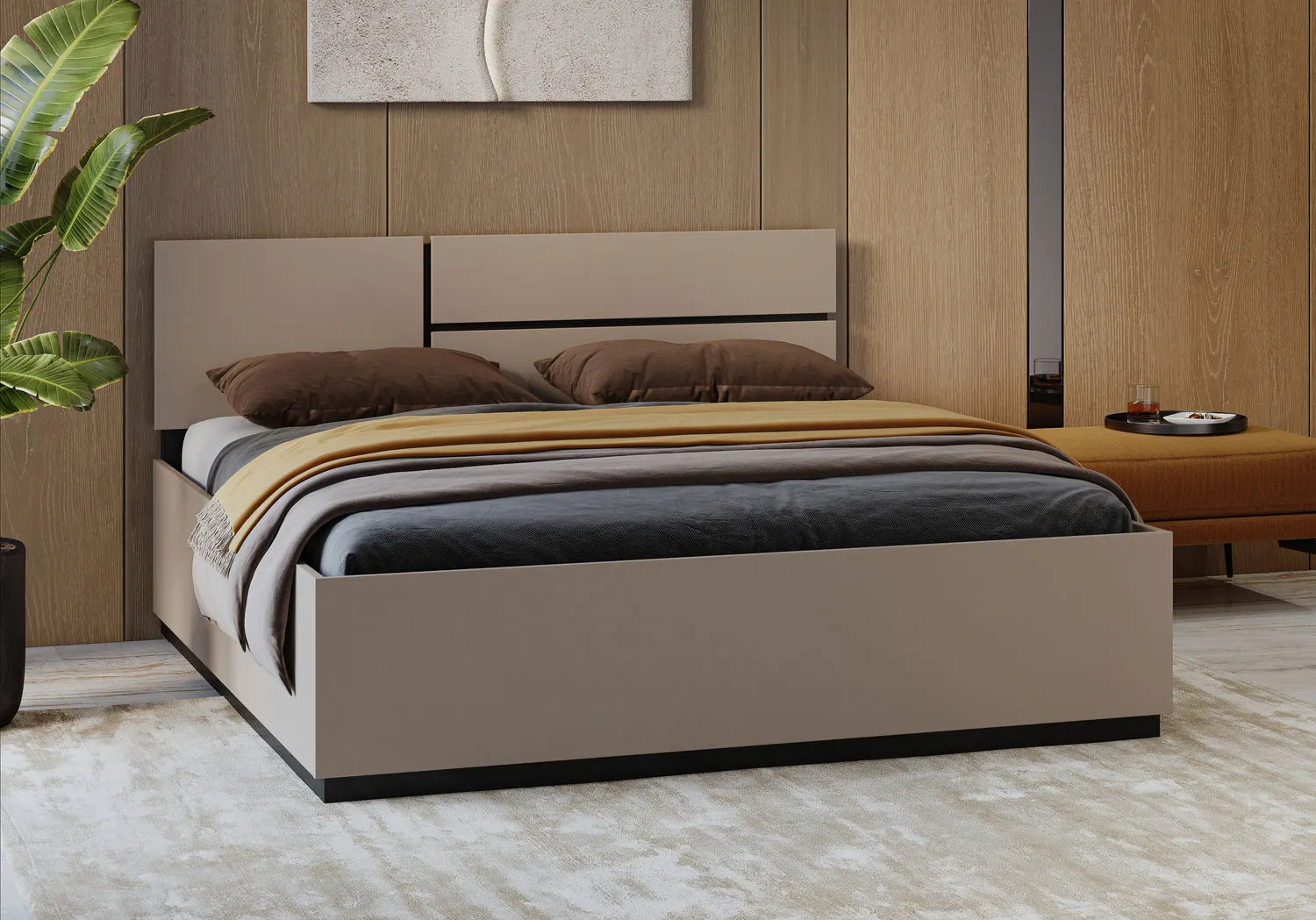 Łóżko z zagłówkiem CROSS S 31 160x200 congo czarny - 24CWMY31