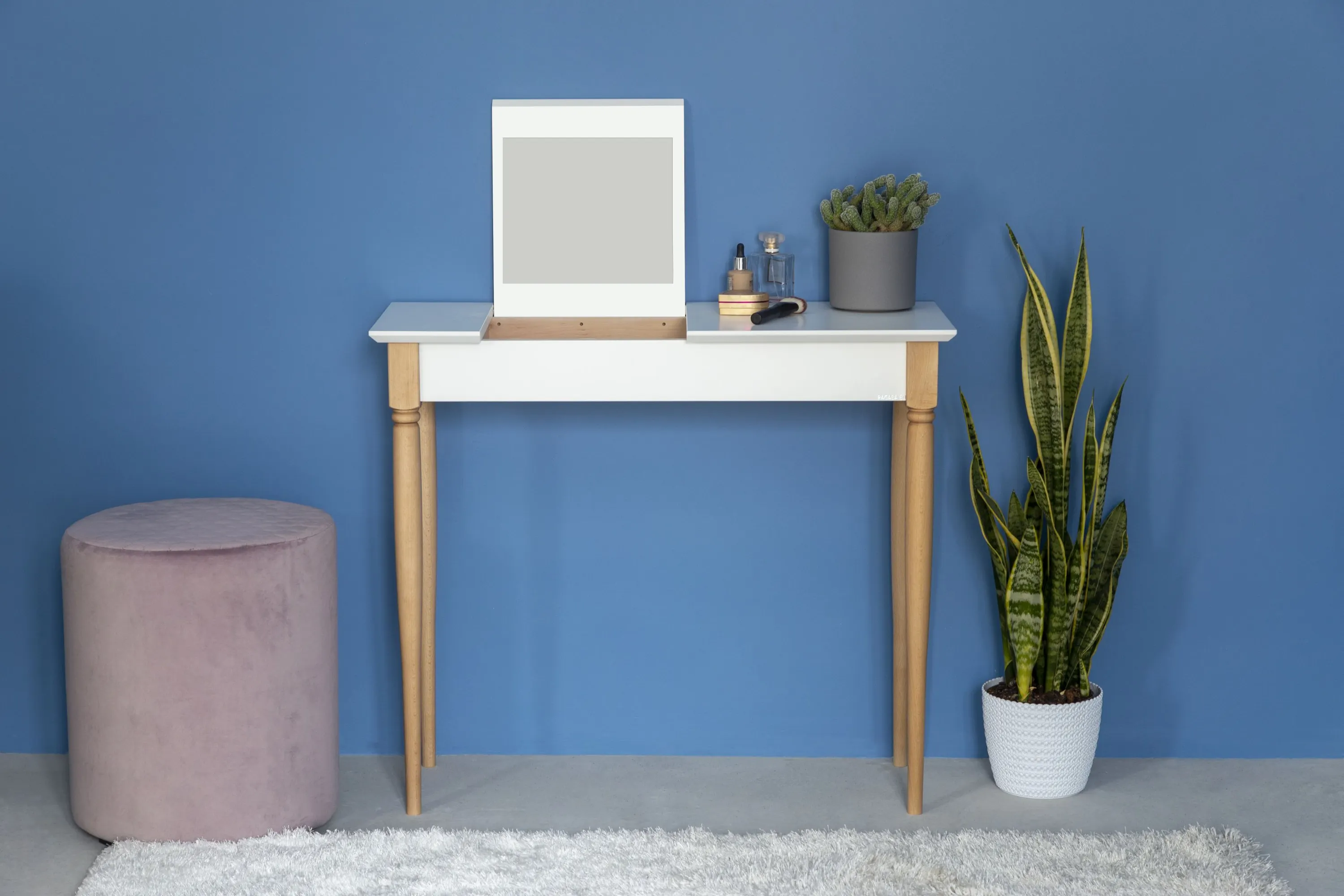 Toaletka z lustrem MAMO 65x35cm petrol blue naturalny - RAGABADTMA114