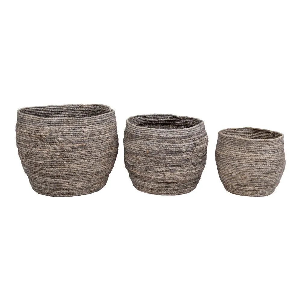 Kosze TIVOLI liście kukurydzy zestaw 3 sztuk szary - 4401140