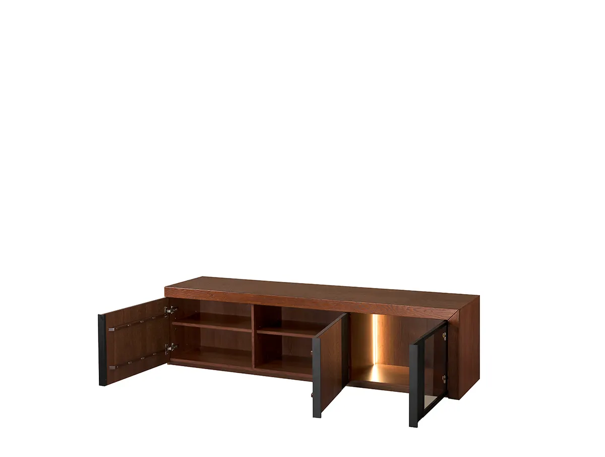 Szafka 3-drzwiowa RTV PARIS 25 z przeszkleniem dąb antyczny czarny 182x47x42cm - TH-100-1781