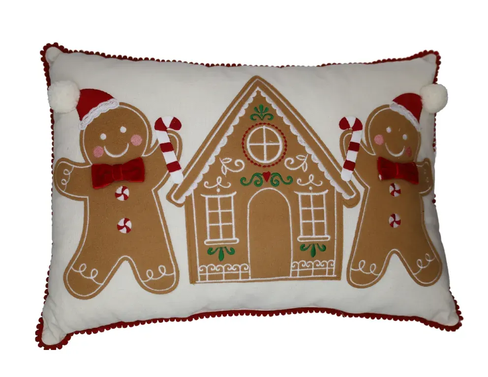 Poduszka świąteczna Z DOMKIEM I PIERNICZKAMI 35x50 wielokolorowa Poduszka świąteczna Z DOMKIEM I PIERNICZKAMI 35x50 wielokolorowa