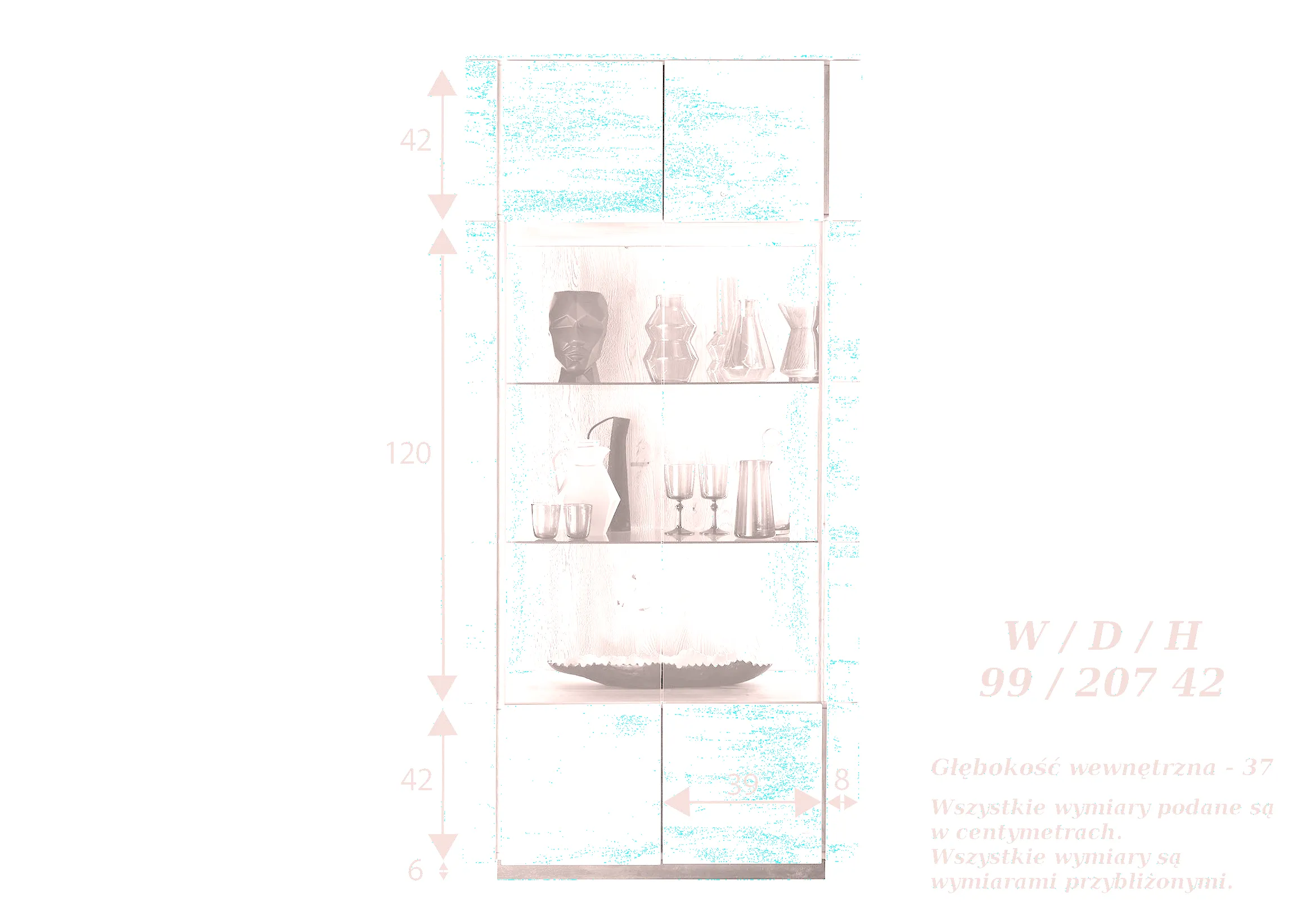 Witryna dębowa PRESENT 99x207 z oświetleniem led - GK_103623020202