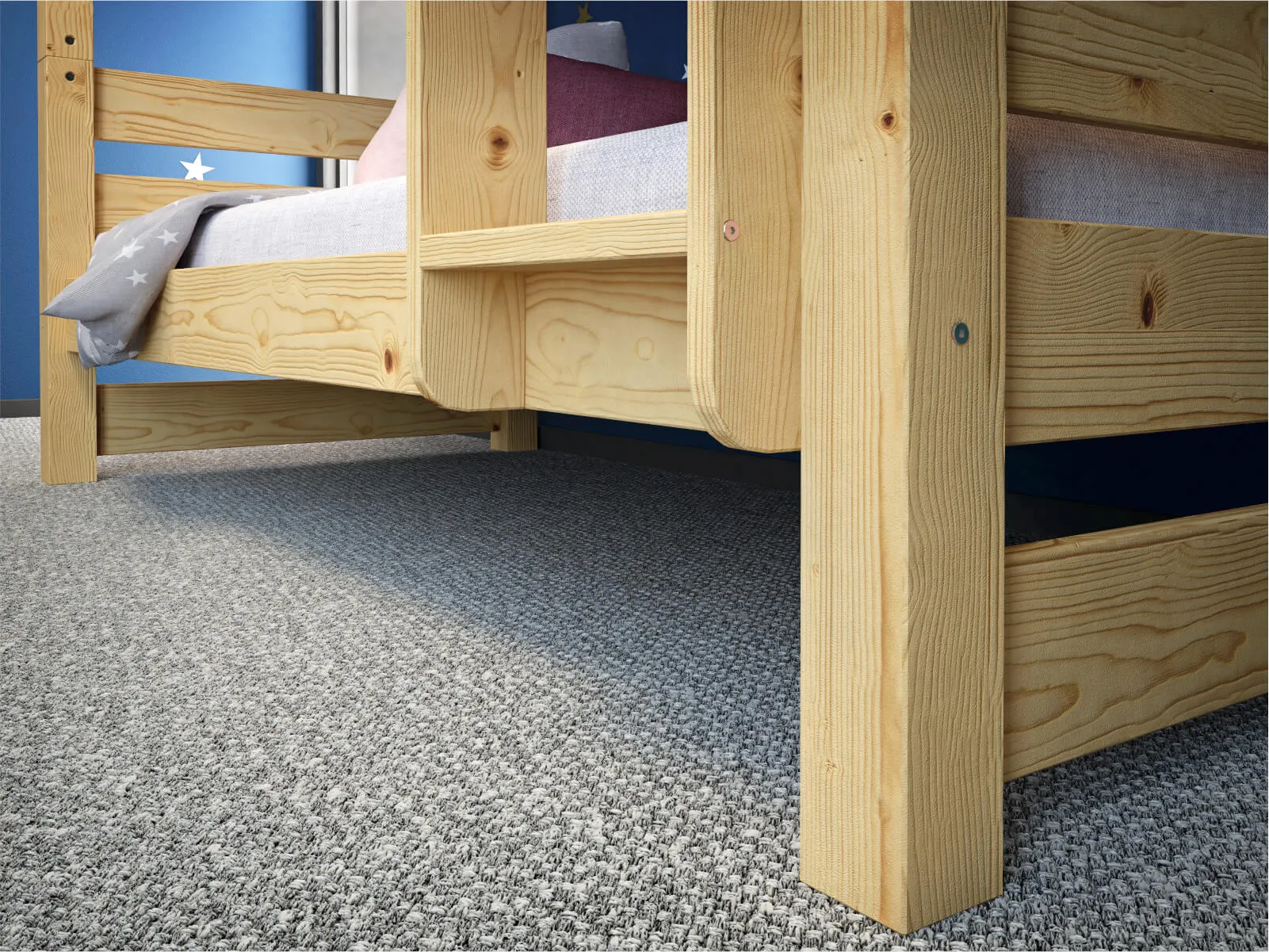 Łóżko piętrowe drewniane COSY 90x200 naturalne - LPCOSYSOS90