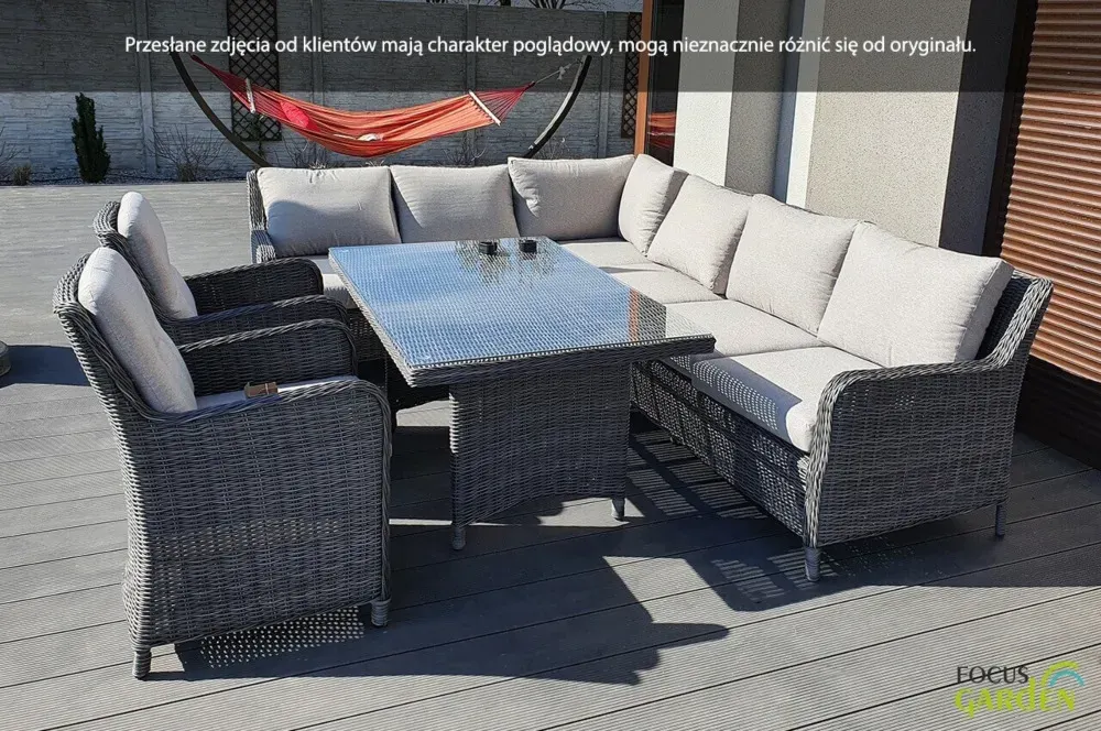 Narożnik ogrodowy modułowy MARYLAND DINING ze stołem technorattan jasnoszary - FG002439