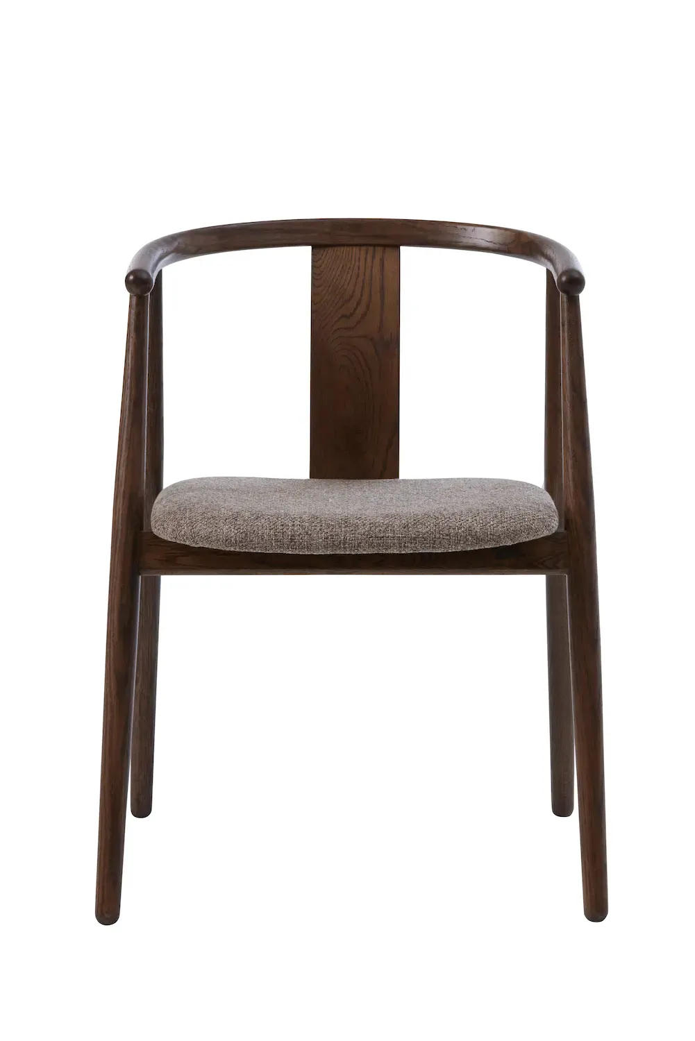 Krzesło drewniane okrągłe RELATE z podłokietnikami dąb wędzony/beżowy - UN_49560082