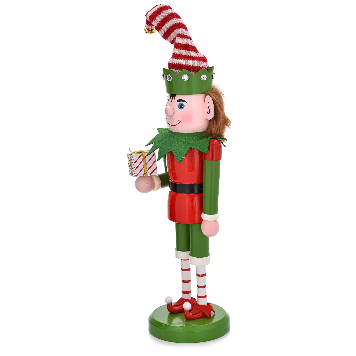 Dekoracja świąteczna - figurka z prezentem DUKA NORALF ELF 36 cm czerwono-zielono-biała - DU_2222172