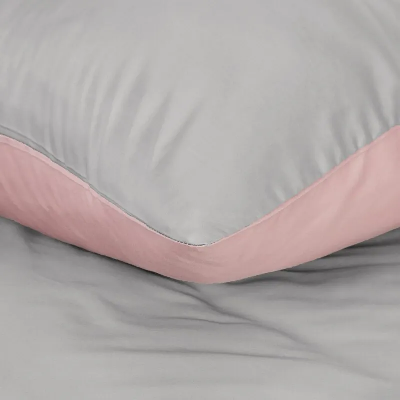 Komplet pościeli satynowej NOVA3 180 X 200 cm Jasnoszary, Różowy - EU_383177