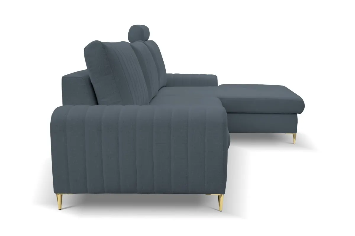 Narożnik rozkładany z pojemnikiem MONACO LOFT 251 cm prawy niebieski