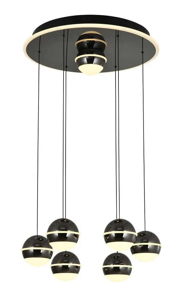 lampa wisząca, kuleczki, czarny, metal, świetlówka LED