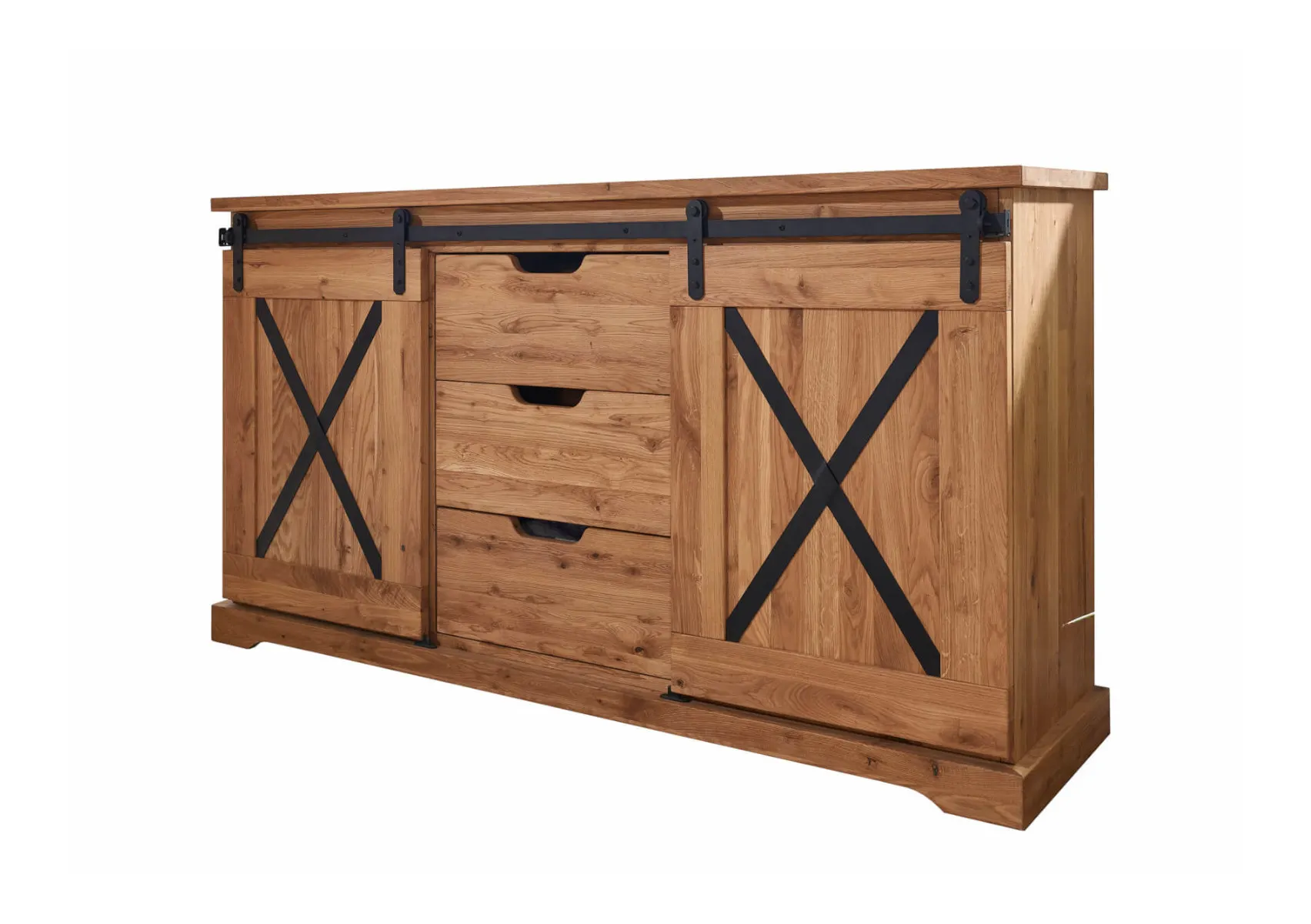 Komoda dębowa TIDY 2-drzwiowa z 3 szufladami 150x83 dąb olejowany