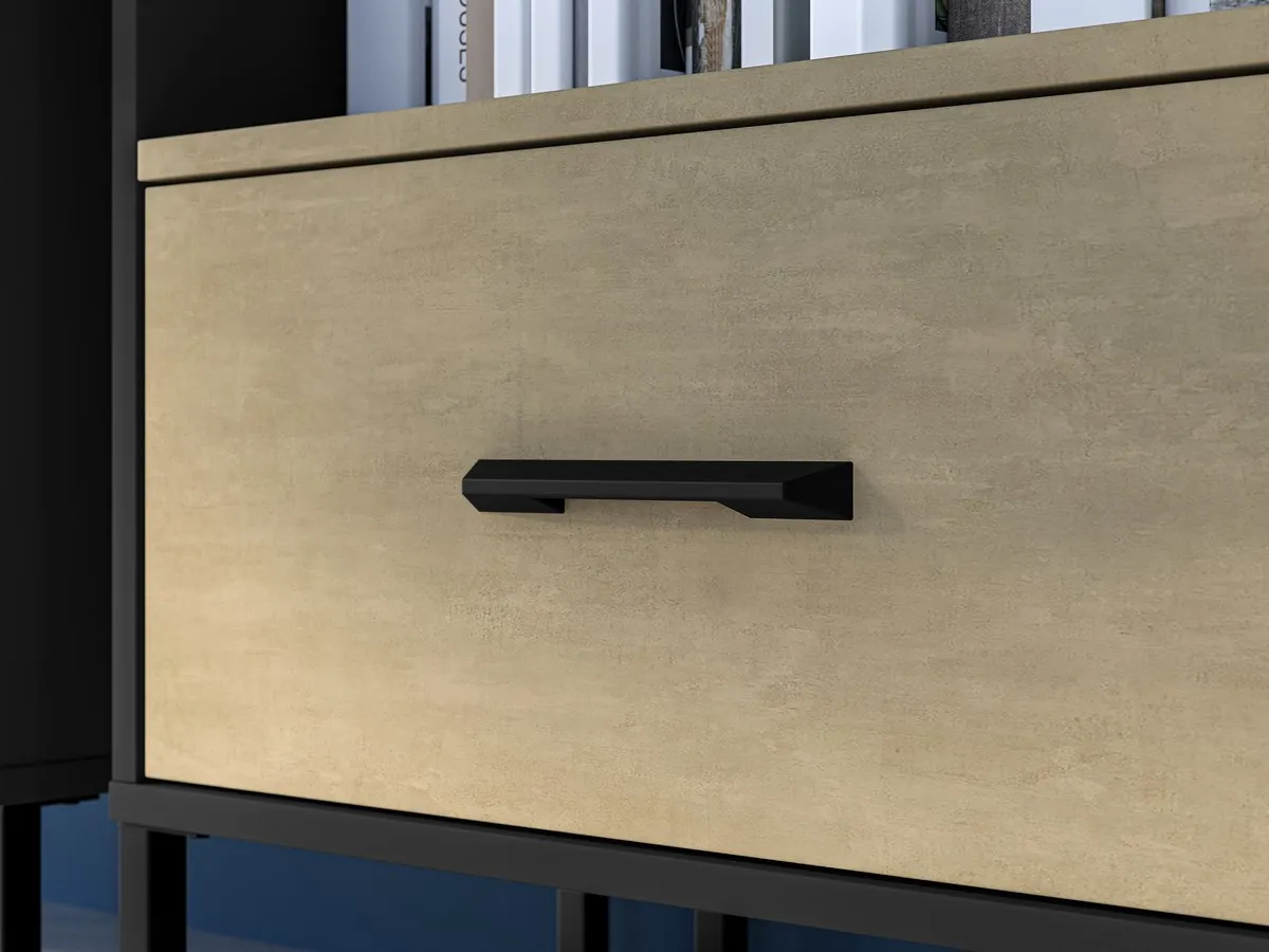 Regał z szufladą Colt 03 dąb craft złoty, czarny, stal premium - 1COLT03-001