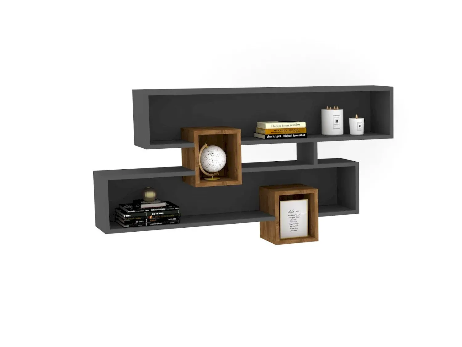 Półka ścienna KAREN 120 cm orzech antracyt - ASI_835PUQ1608