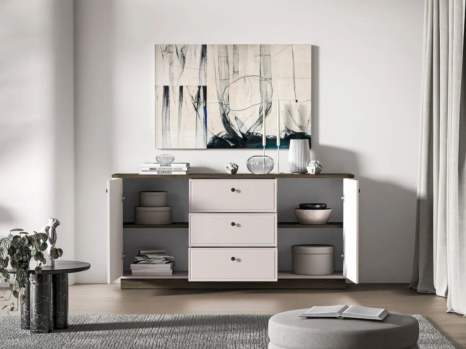 Komoda 2-drzwiowa z 3 szufladami VILAVIO 03 szer.180cm dąb windmill dark cashmere - 1VILA03-001