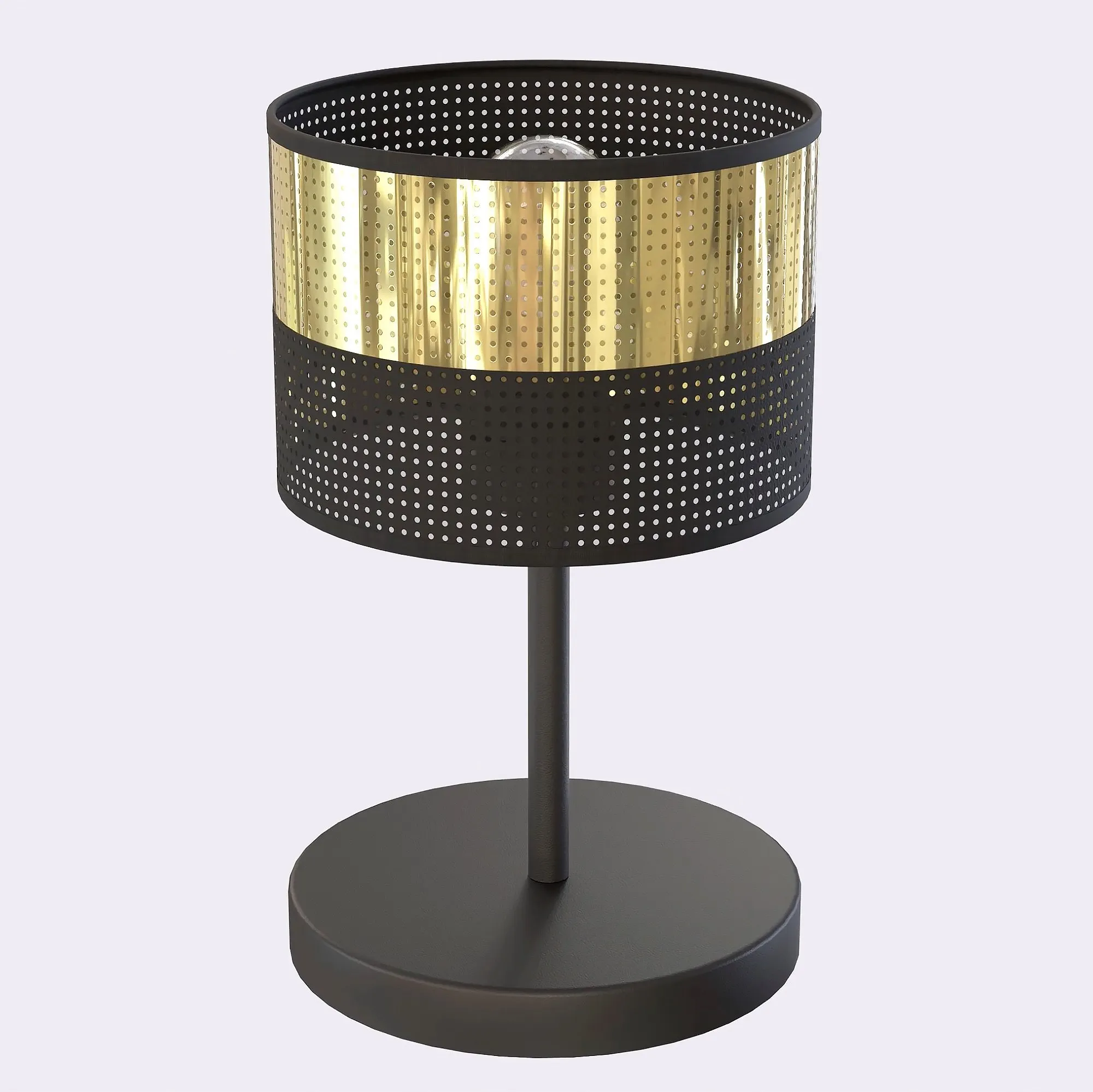 Lampa stołowa LUX LN1 BL GOLD z abażurem czarna złota