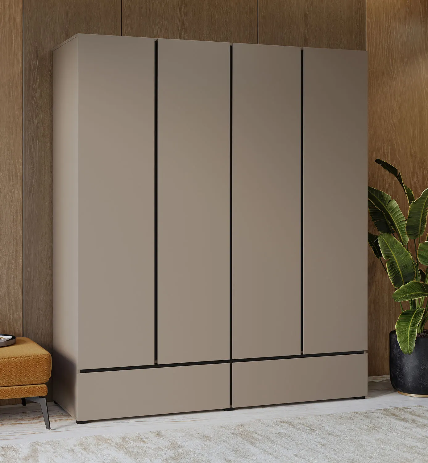 Szafa 4-drzwiowa z szufladami CROSS S 180x210 congo beżowo-szara - 24CWMY20