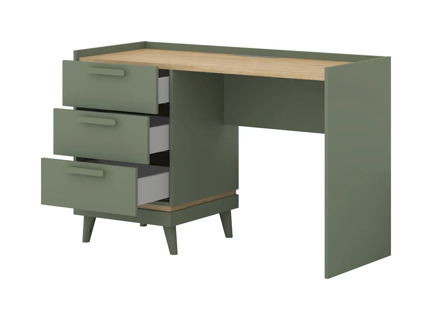 Biurko z 3 szufladami SCANDI 03 zielony-dąb olejowany - 24GDOH03