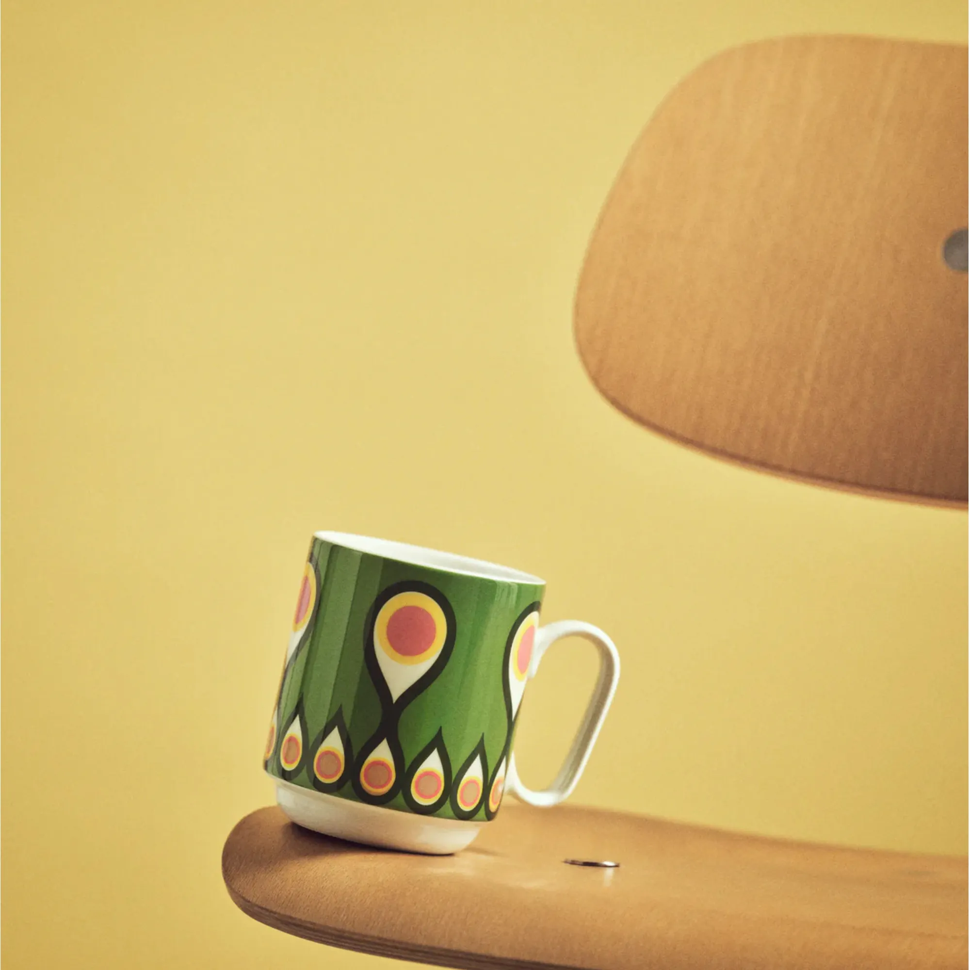 image mug, ceramiczny, zielony, wzór, uchwyt