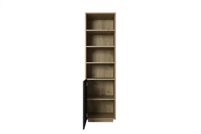 Regał ASHA 50 1D - czarny mat - dąb artisan - ryflowany front - cokół — zdjęcie 2