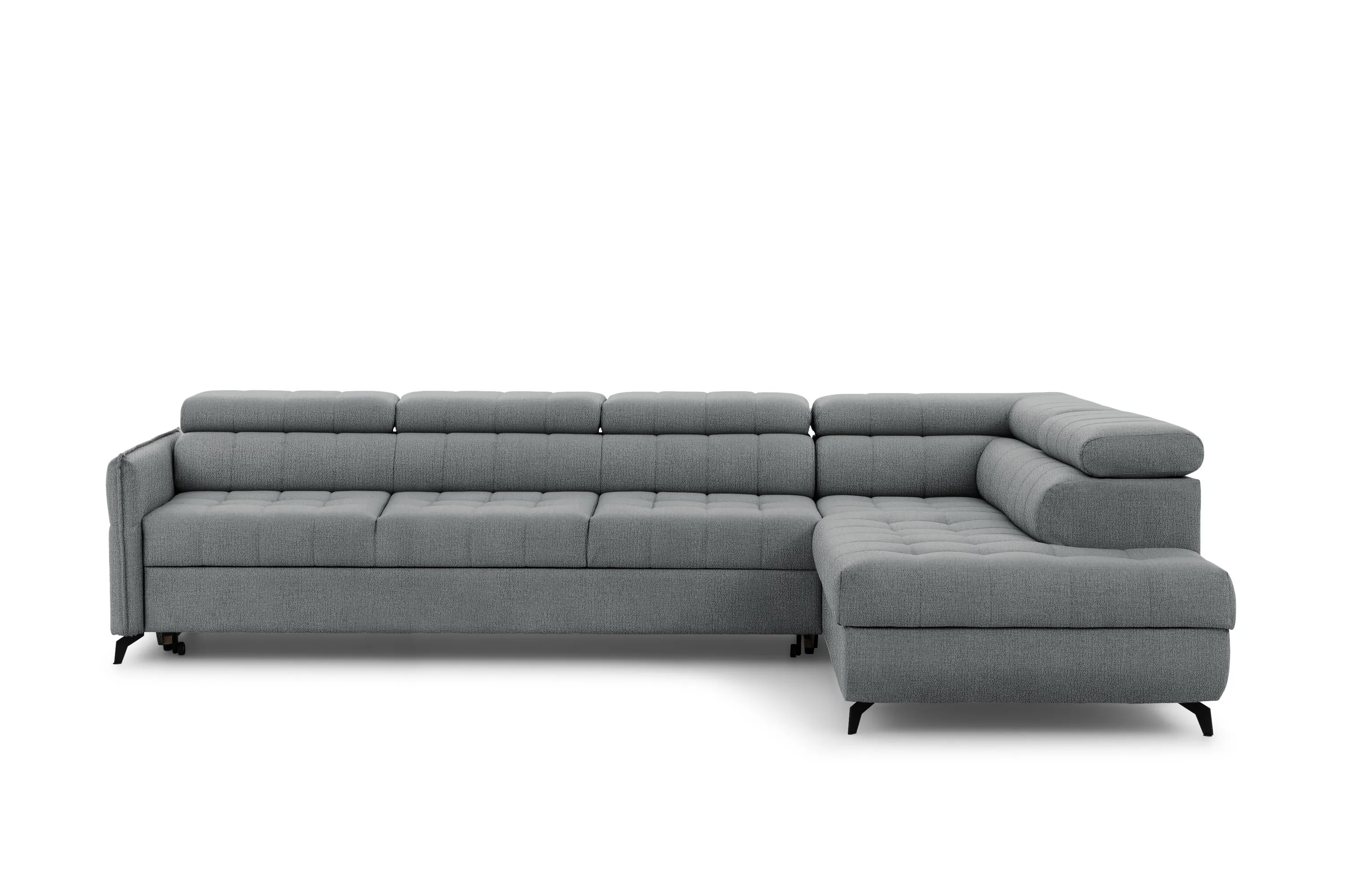 Narożnik prawostronny ELARIAS MAXI regulacja zagłówka i podłokietników tkanina Perfect harmony 85 szary - B_168606