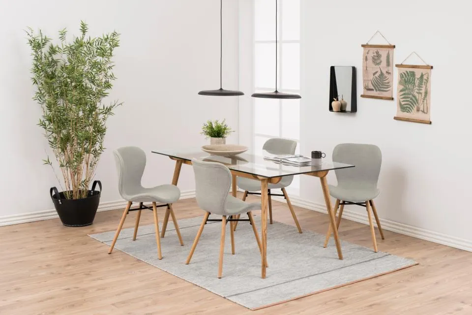 Krzesło tapicerowane DOREN Beżowy, Dąb olejowany ( zestaw 2 sztuk ) - H000018249