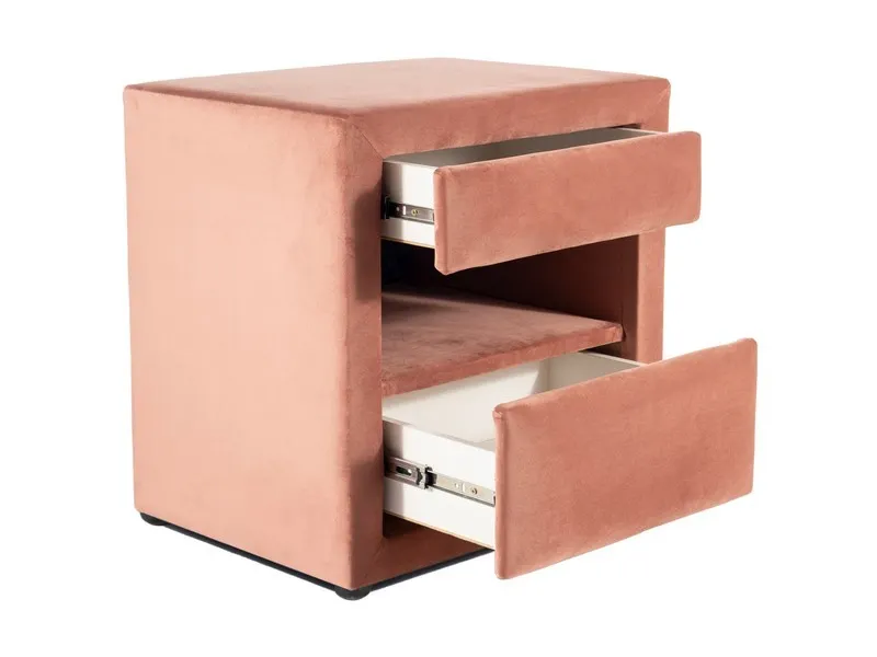 Szafka nocna ET-003 Velvet tapicerowana z szufladami i półką antyczny róż Signal - ET003VRA