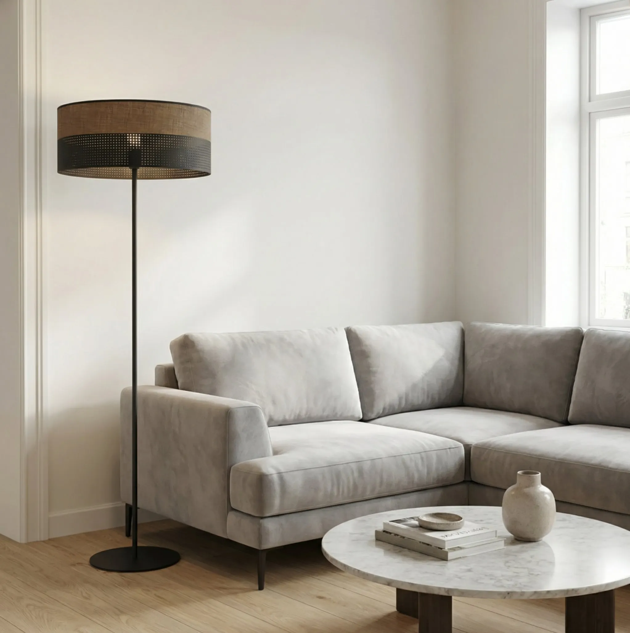 Lampa podłogowa KARBON LP1 BL BROWN z abażurem brązowa czarna - 1653/LP1