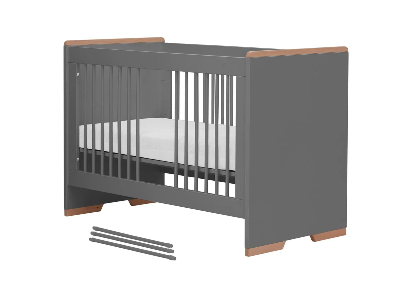 Łóżeczko SNAP regulacja wysokości 60x120 ciemnoszare - PIN_023-010-162