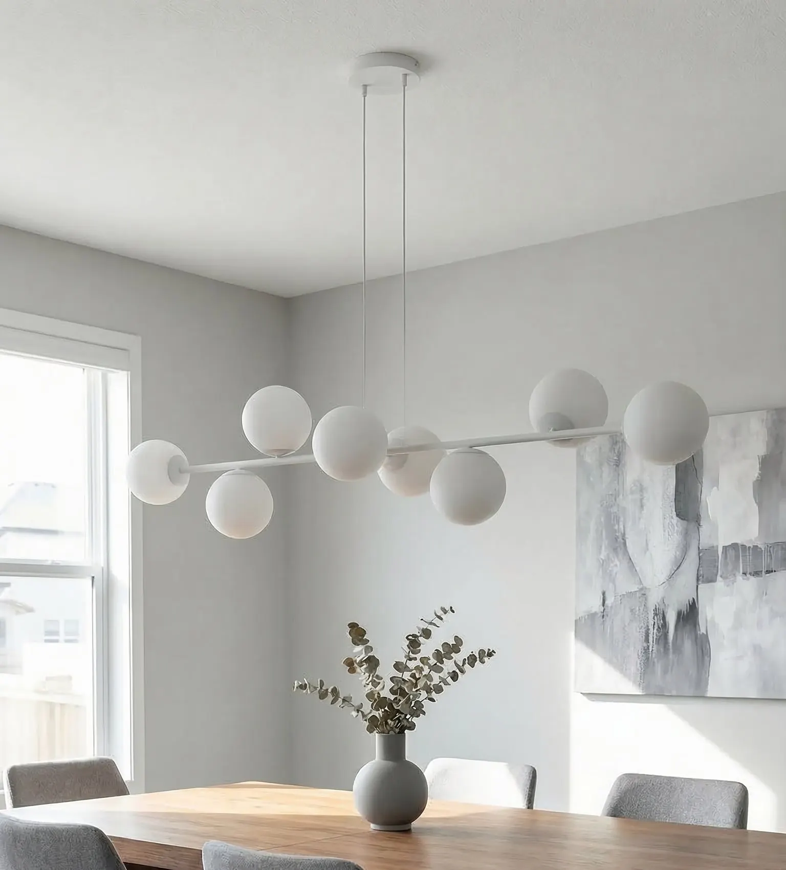 Lampa wisząca MAGNUS 8 GRAY OPAL szary biały - 1642/8