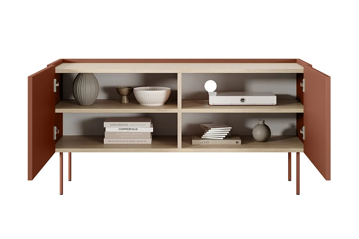 Szafka RTV DESIN 120 2D - czerwona ceglana - dąb nagano - B_149049