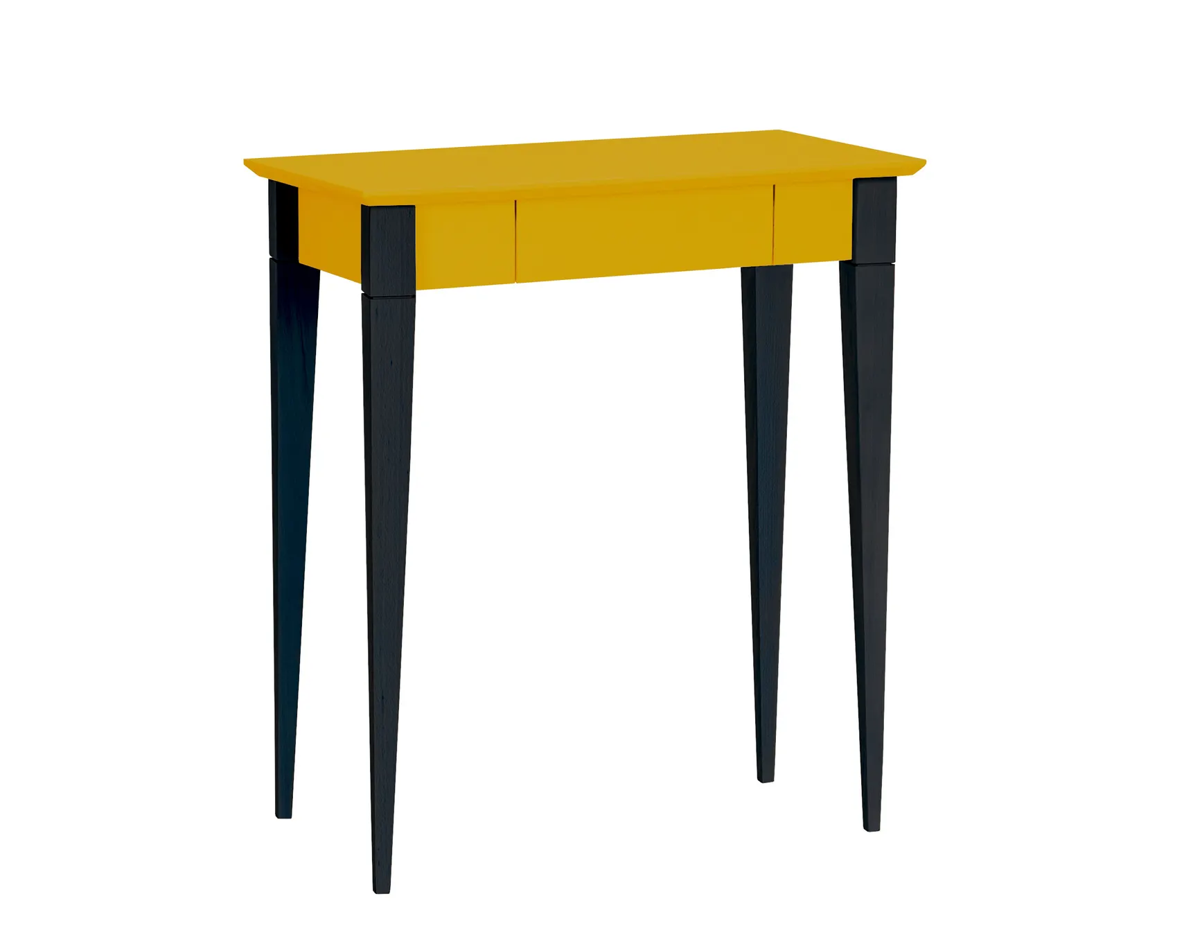 Biurko z szufladą MIMO 65x40 żółty blat /czarne drewniane nogi