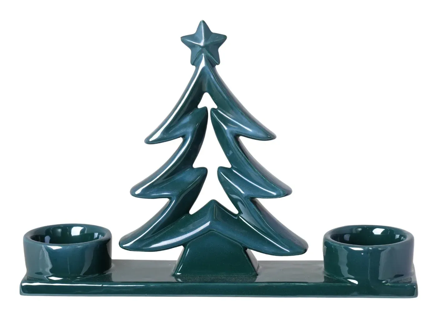 ŚWIECZNIK ceramiczny CHOINKA zielony