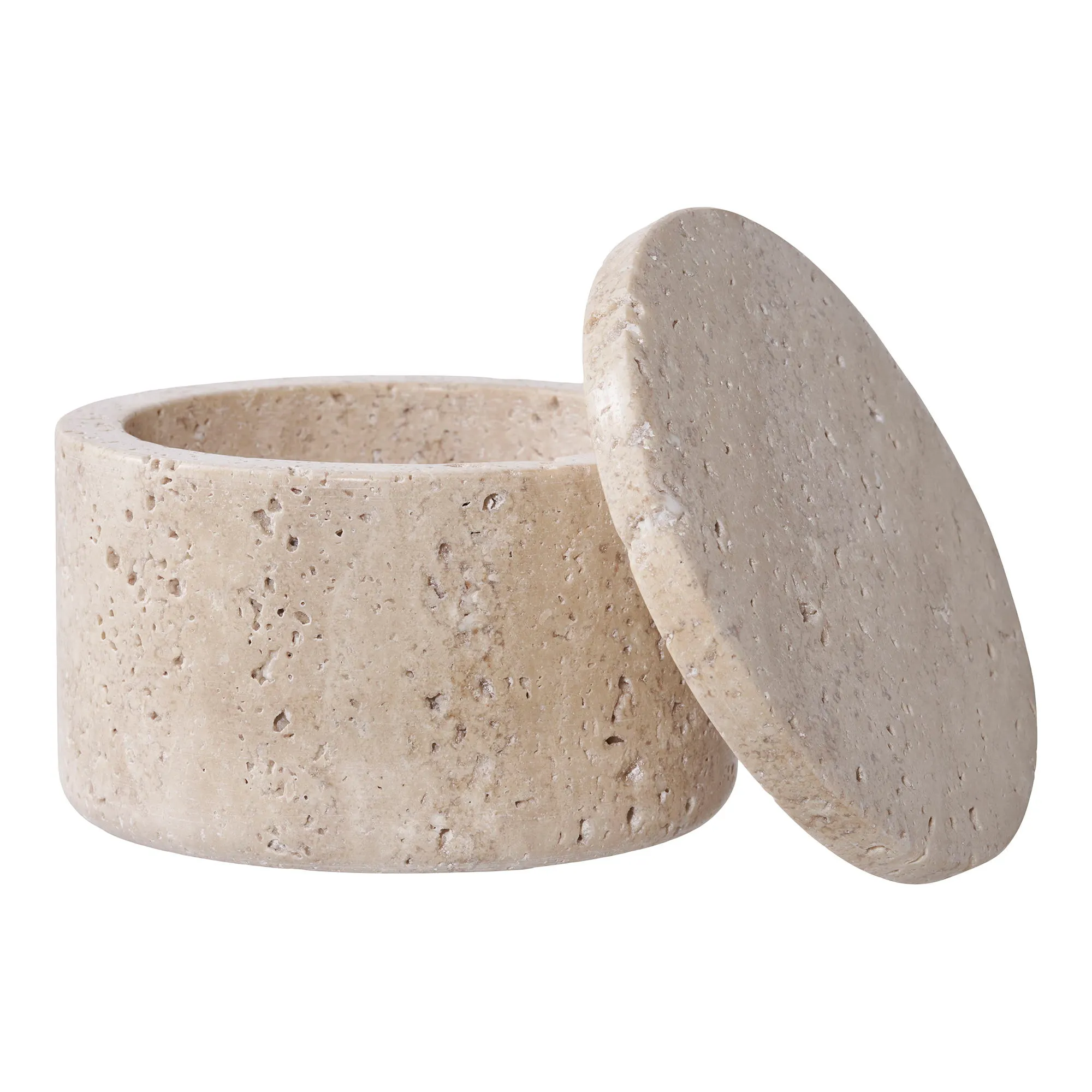 Pojemnik do przechowywania STORAGE trawertyn fi10x6,5 cm naturalny - 4441781