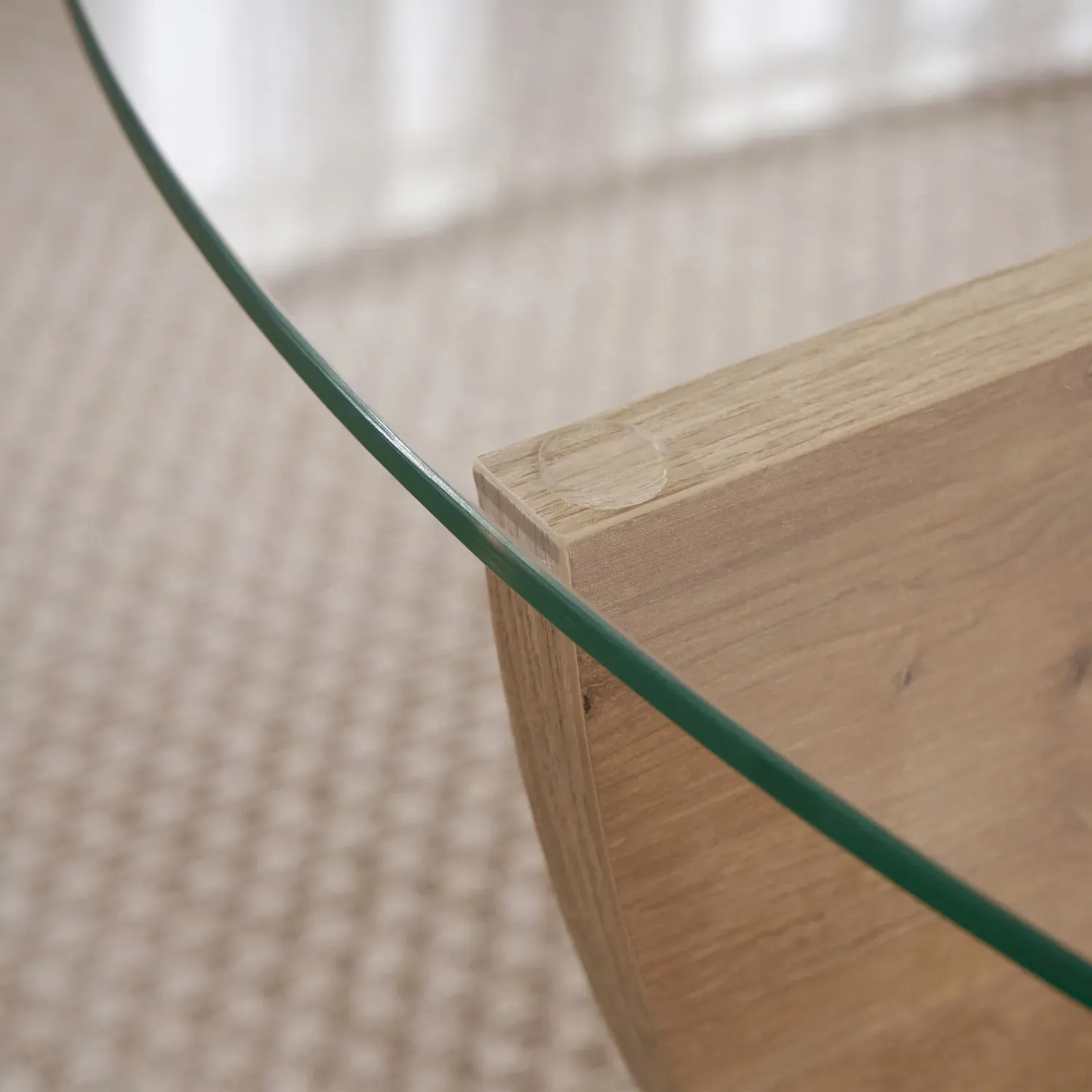 Stolik kawowy okrągły LIYA fi90 transparentny dąb sapphire - ASI_668NRD1126