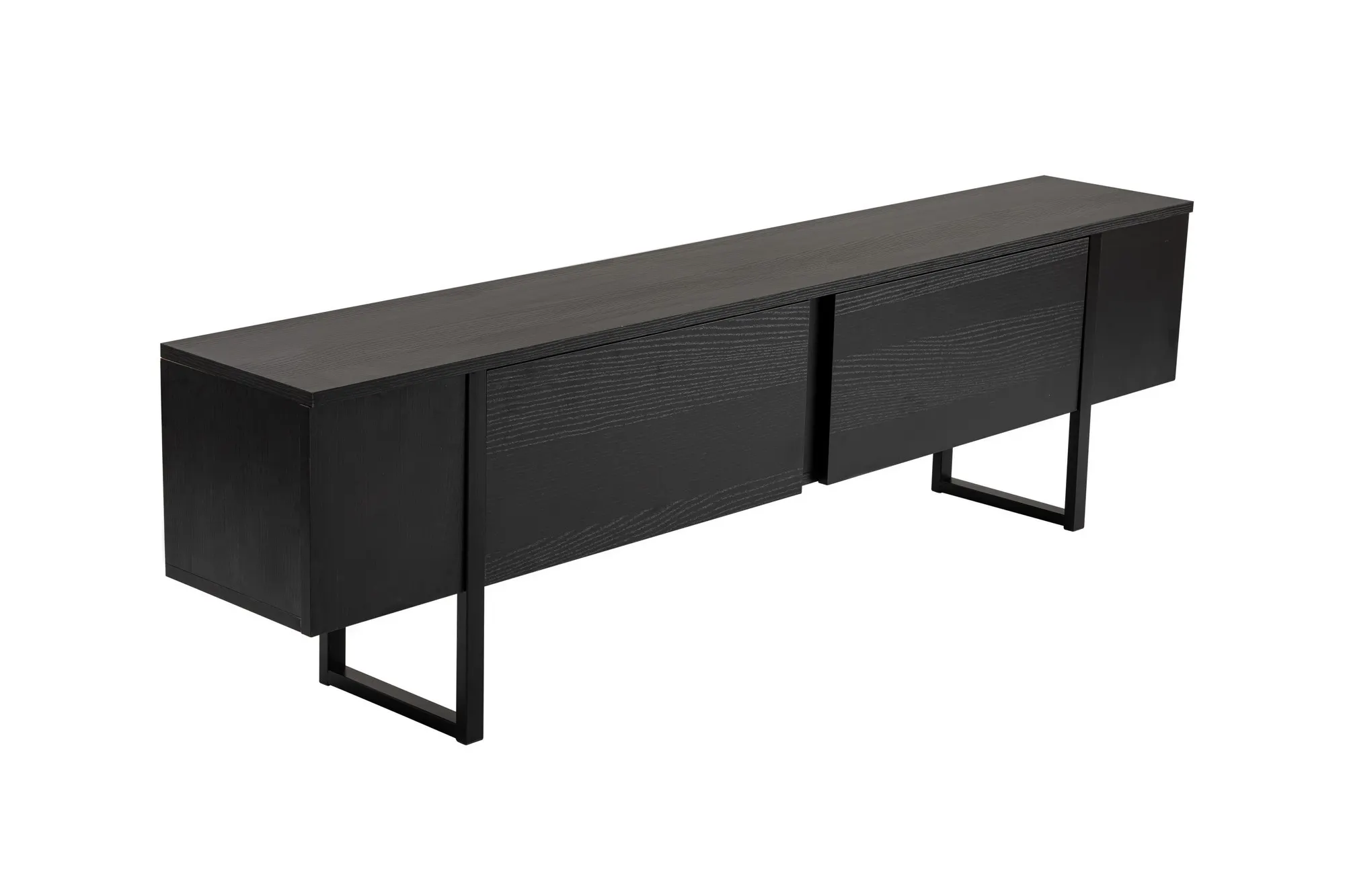 Szafka RTV 2-drzwiowa SERENITY 180 cm czarna czarny stelaż Szafka RTV 2-drzwiowa SERENITY 180 cm czarna czarny stelaż