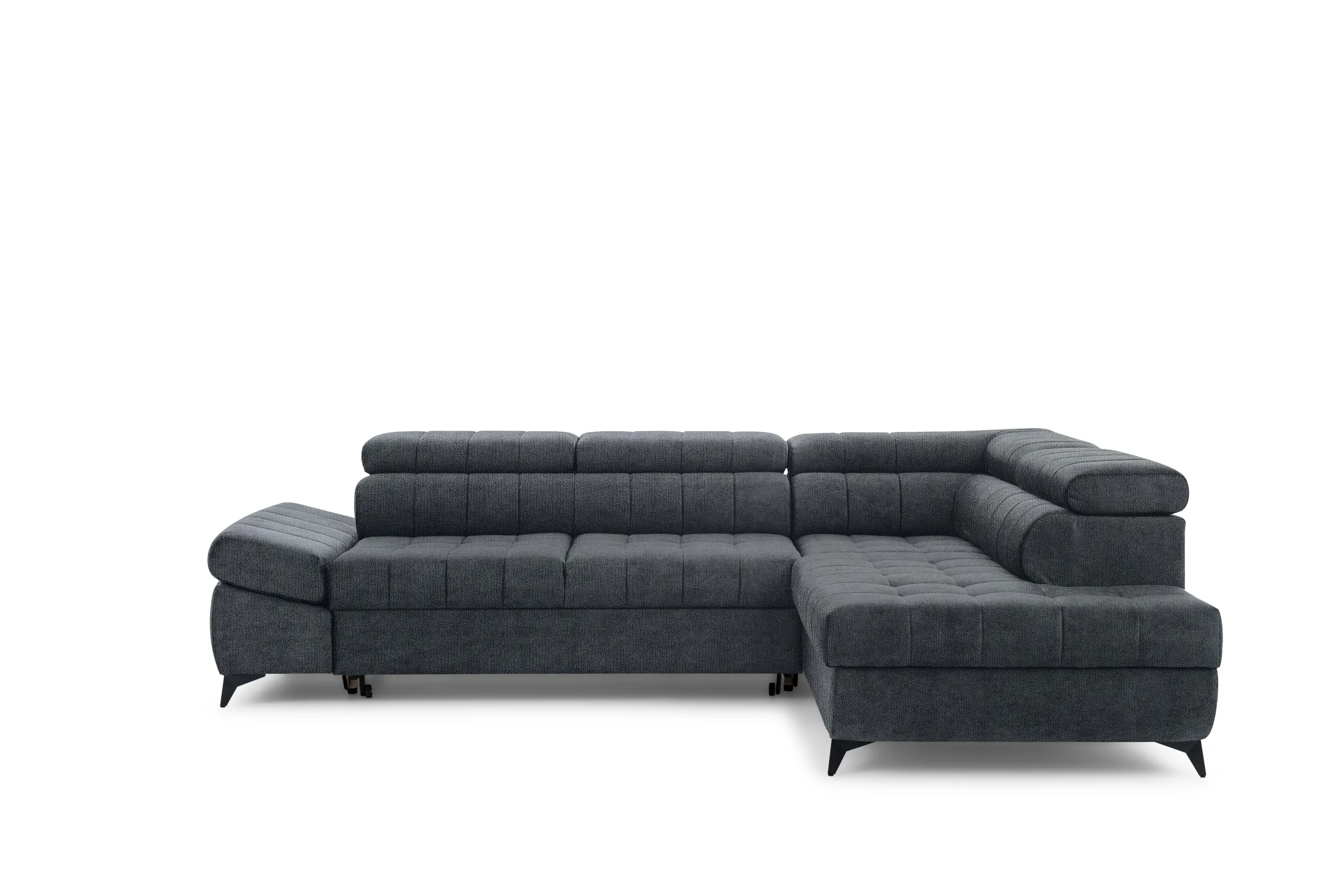 Narożnik prawostronny VALORIS L regulowane zagłówki i podłokietniki tkanina Perfect Harmony 90 grafitowy - B_162927