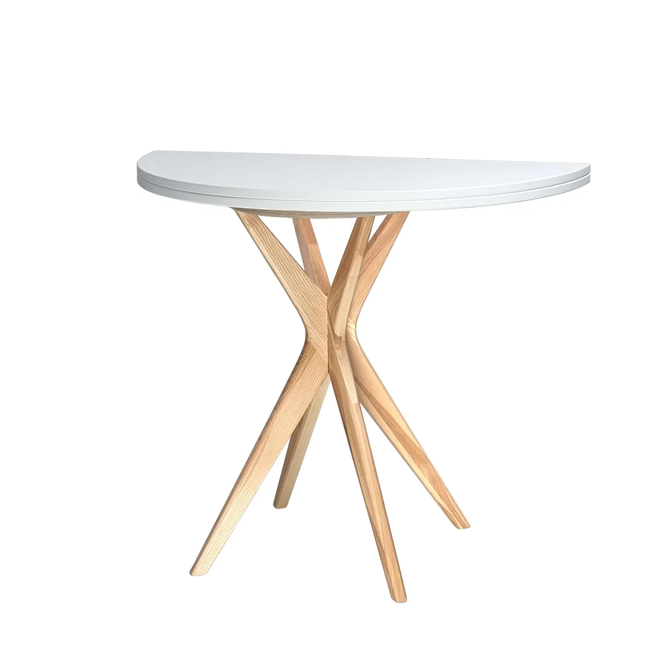 Półokrągły stół rozkładany JUBI śr. 100cm biały