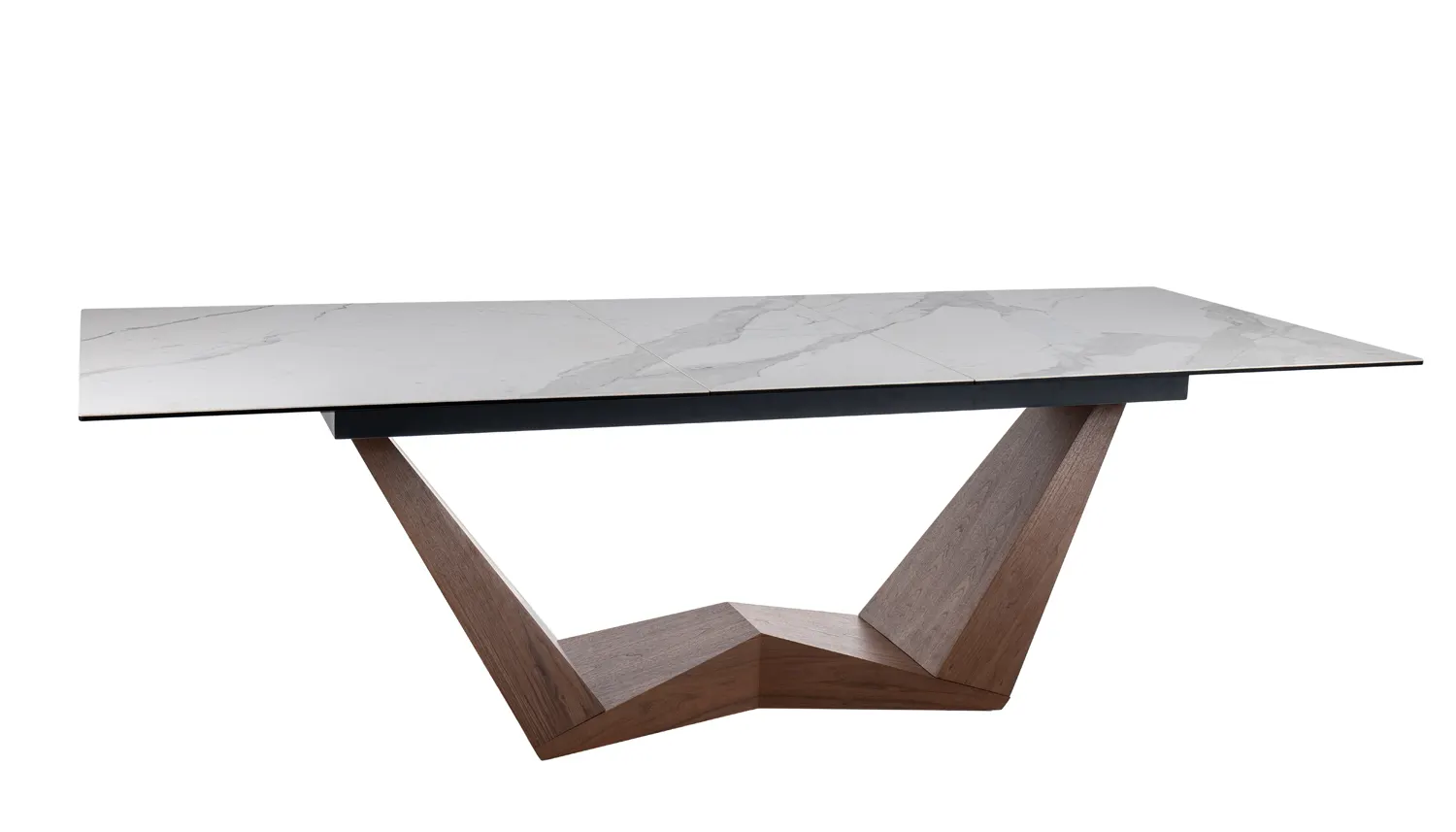 Stół rozkładany BONUCCI CERAMIC 98x200(250) Statuario Venato biały mat stelaż orzech - BONUCCIBOR200