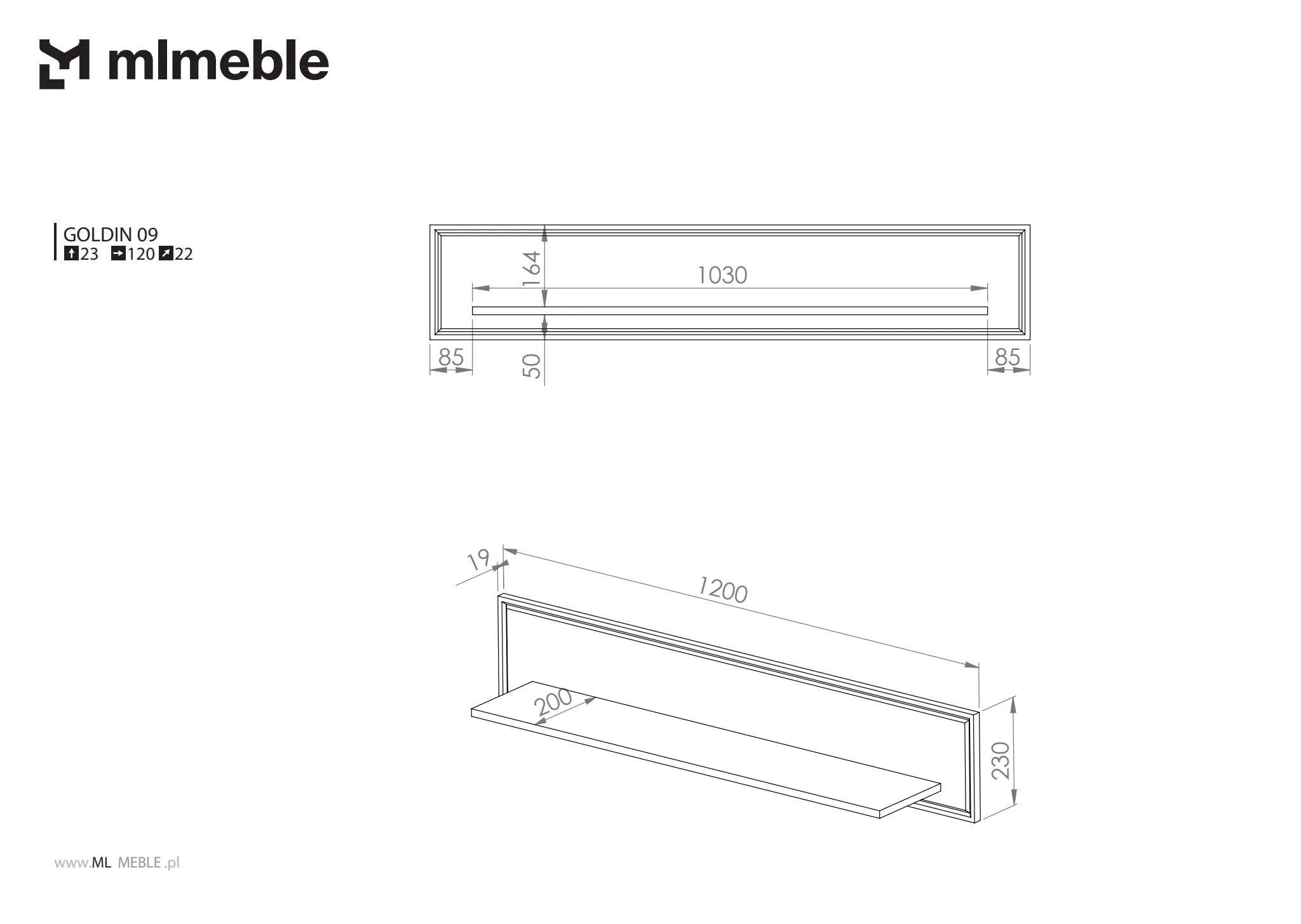 37541-polka-wiszaca-goldin-09-biala-120-cm-ml-meble Półka ścienna GOLDIN 09 biała 120 cm - 1GOLD09-001